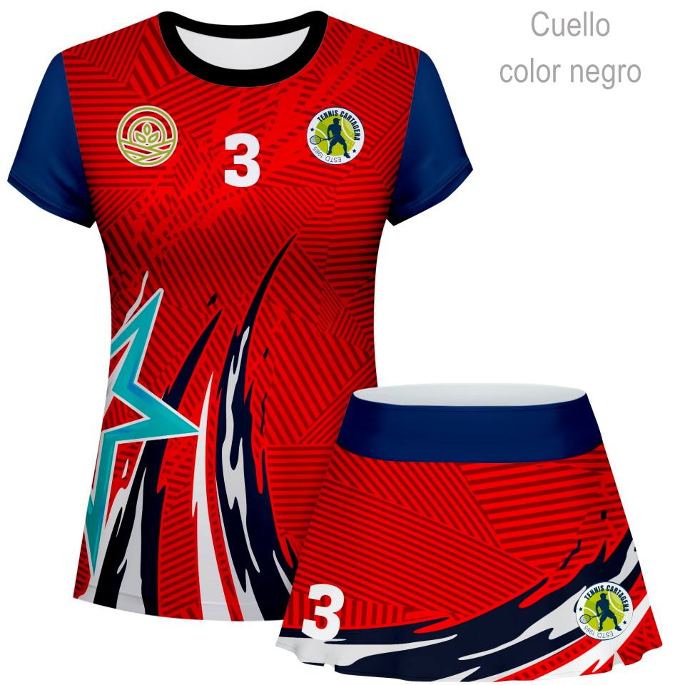 Conjunto de mujer pádel manga corta 100% fullprint personalizado