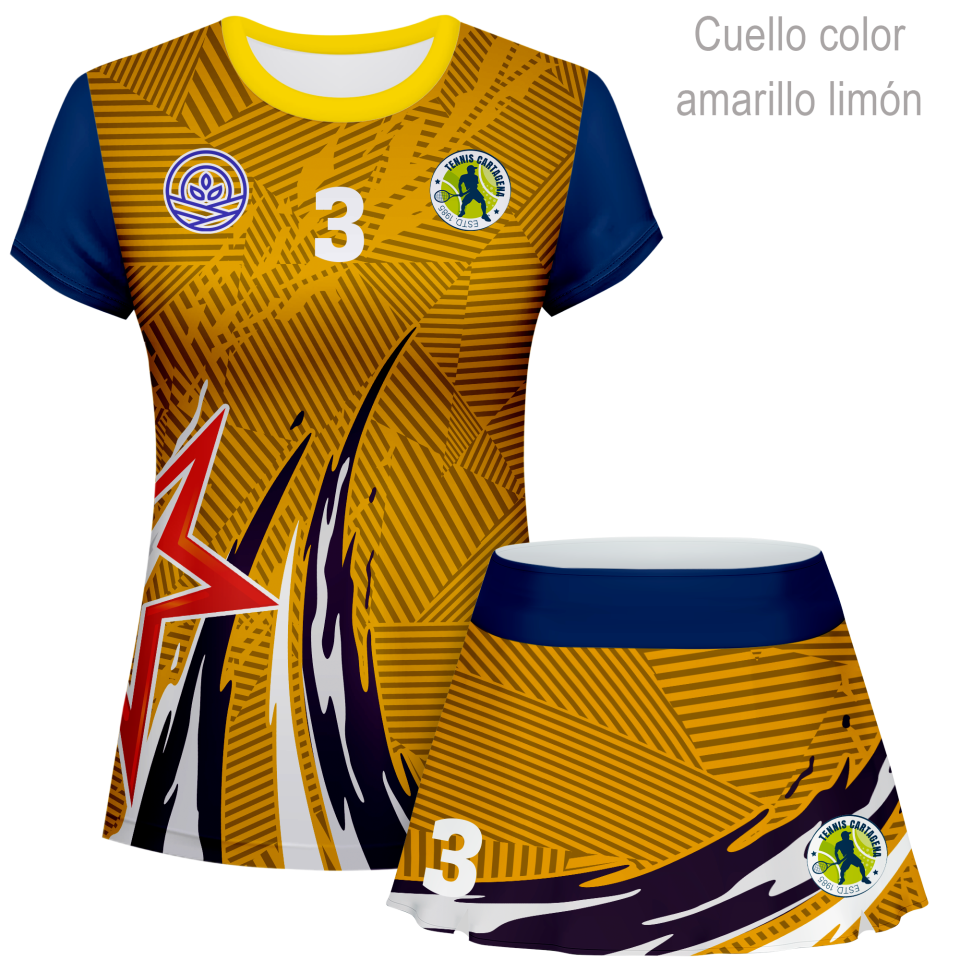 Conjunto de mujer pádel manga corta 100% fullprint personalizado