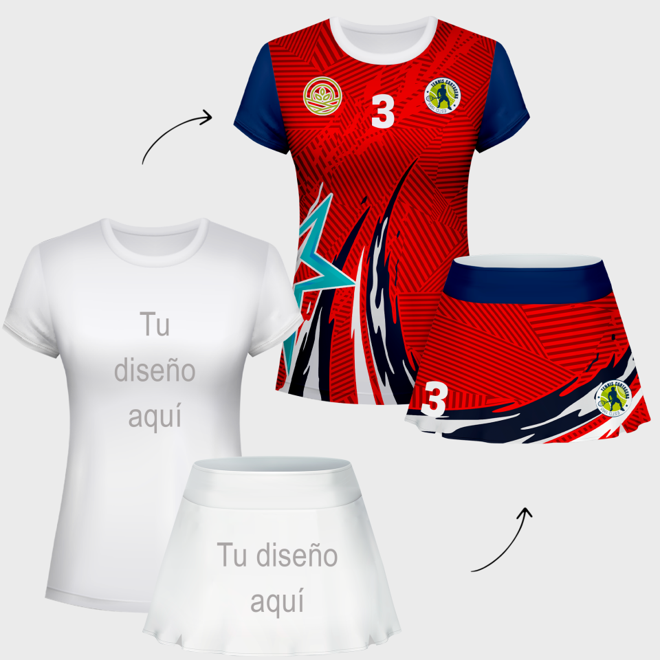 Conjunto de mujer pádel manga corta 100% fullprint personalizado