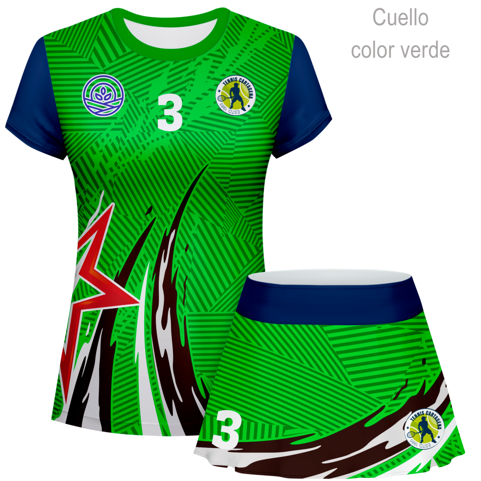 Conjunto de mujer pádel manga corta 100% fullprint personalizado