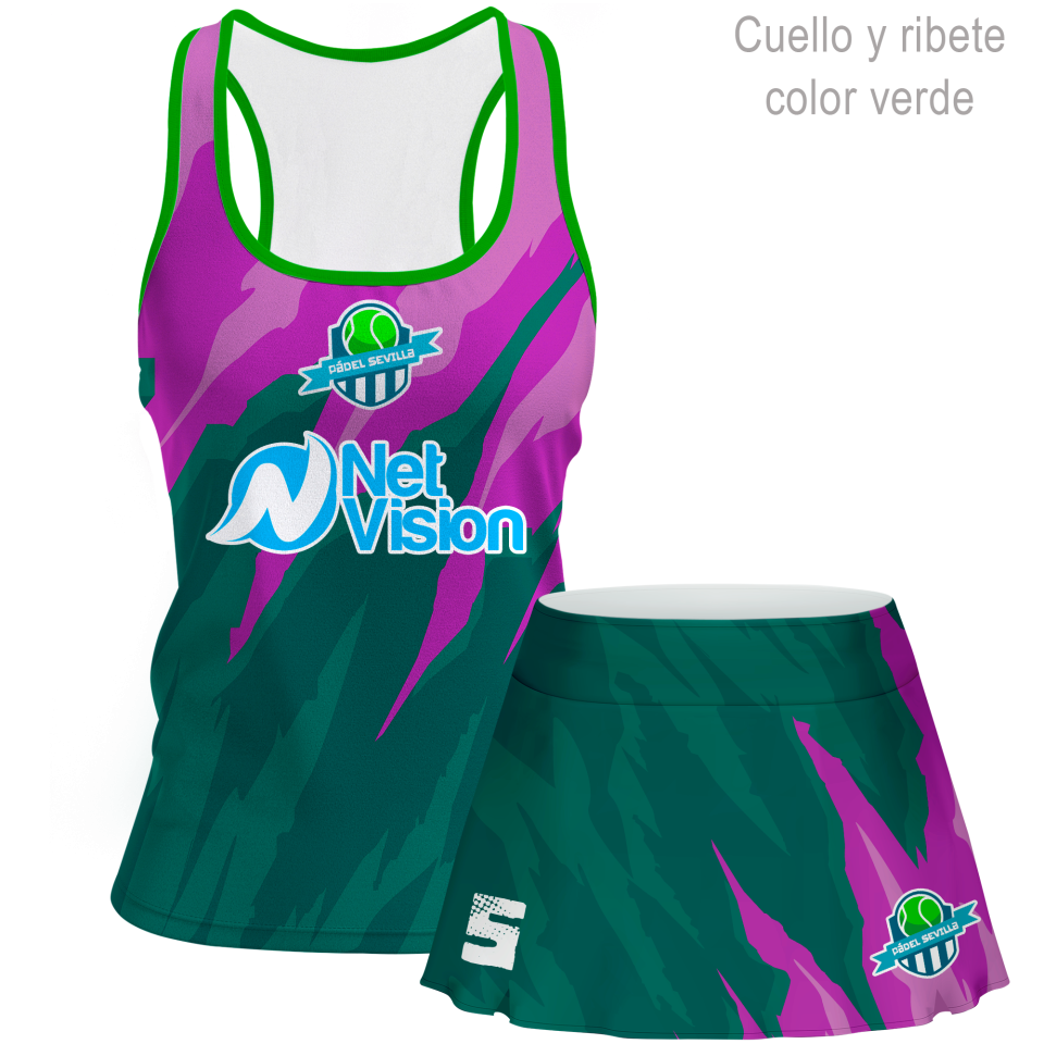 Conjunto de mujer pádel tirantes 100% fullprint personalizado