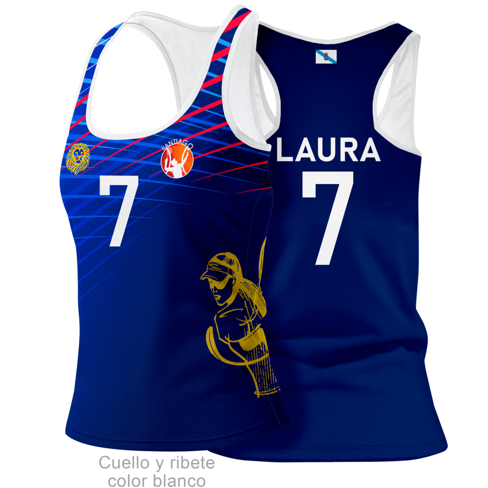 Camiseta pádel tirantes de mujer PARÍS 100% fullprint personalizada