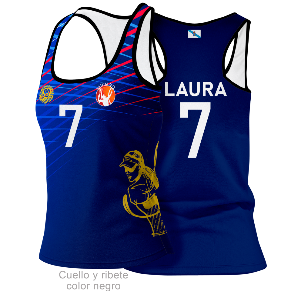 Camiseta pádel tirantes de mujer PARÍS 100% fullprint personalizada