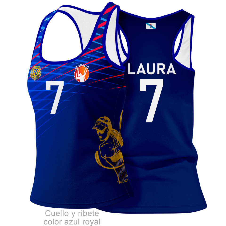 Camiseta pádel tirantes de mujer PARÍS 100% fullprint personalizada