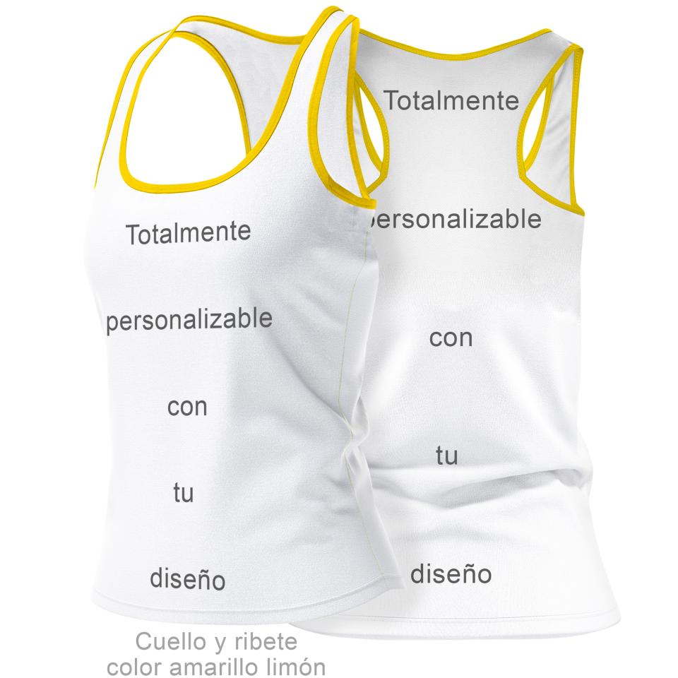 Camiseta pádel tirantes de mujer PARÍS 100% fullprint personalizada