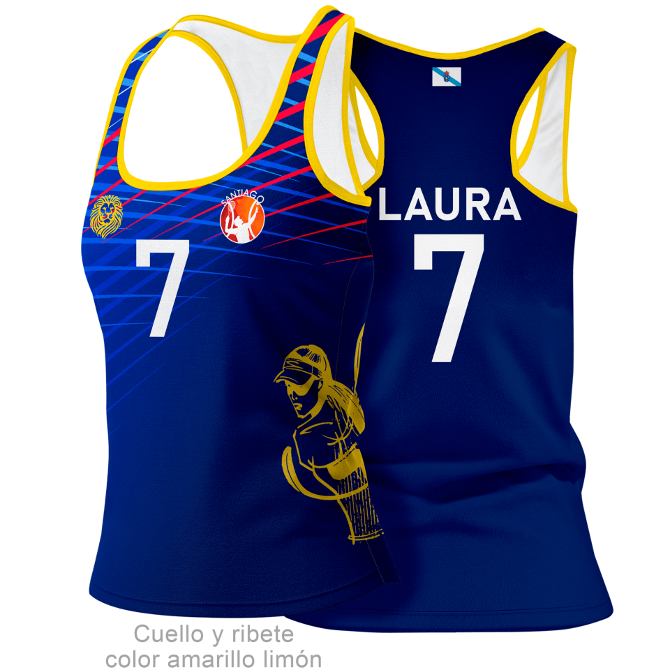 Camiseta pádel tirantes de mujer PARÍS 100% fullprint personalizada