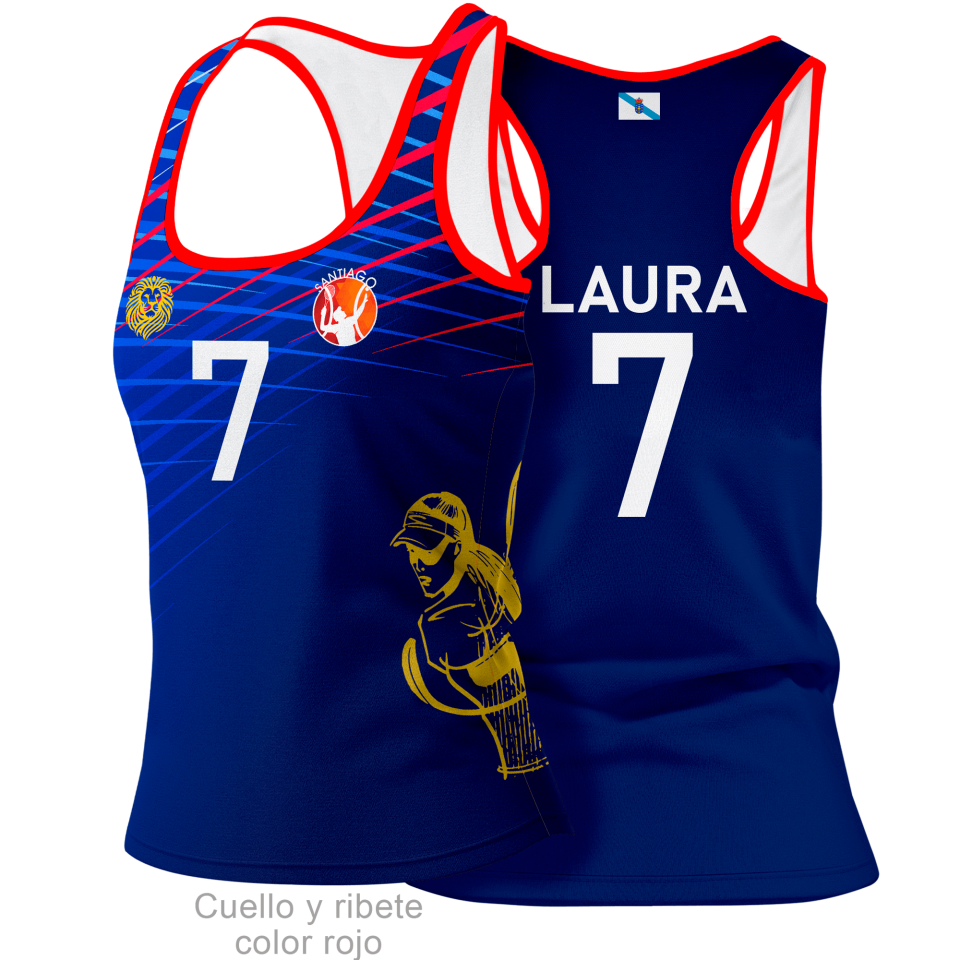 Camiseta pádel tirantes de mujer PARÍS 100% fullprint personalizada