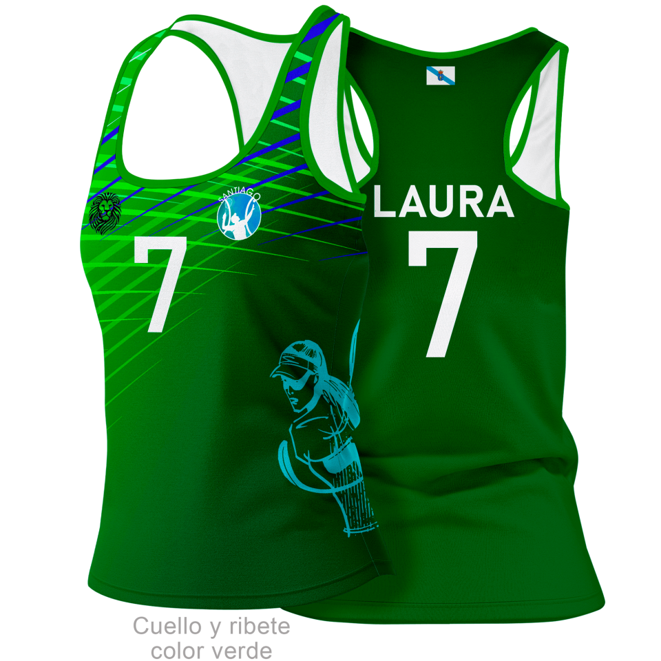 Camiseta pádel tirantes de mujer PARÍS 100% fullprint personalizada