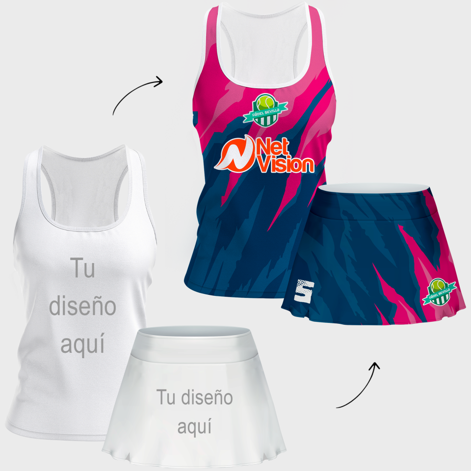 Conjunto de mujer pádel tirantes 100% fullprint personalizado