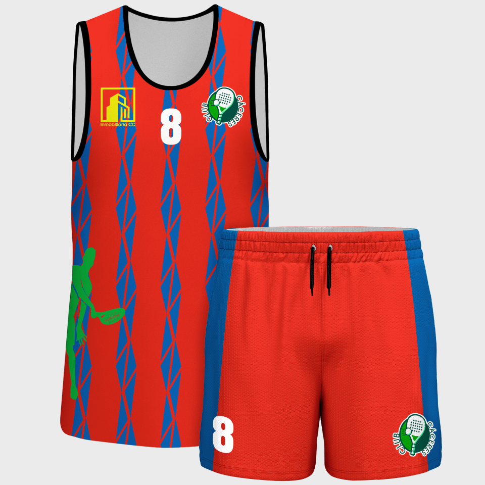 Conjunto pádel sin mangas sublimado modelo bandas