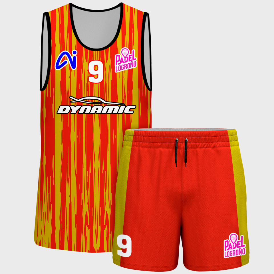 Conjunto pádel sin mangas sublimado modelo rayado