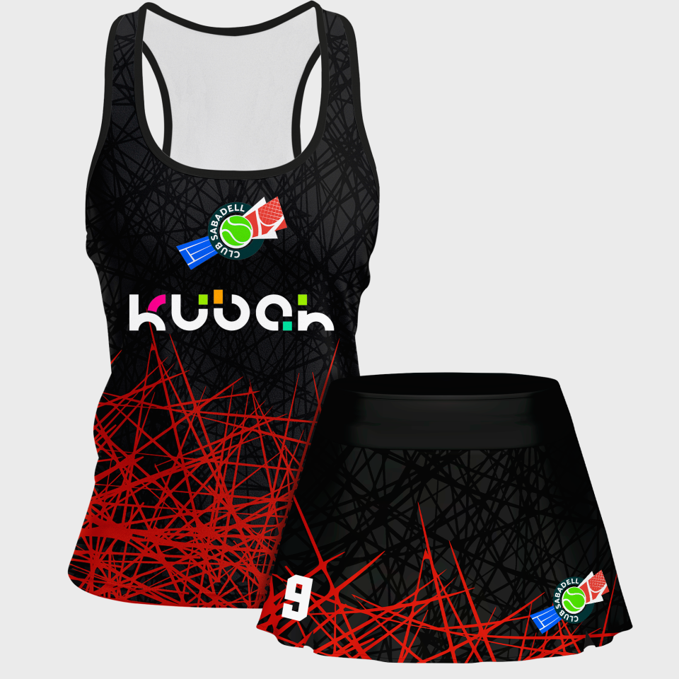 Conjunto pádel mujer tirantes sublimado modelo líneas