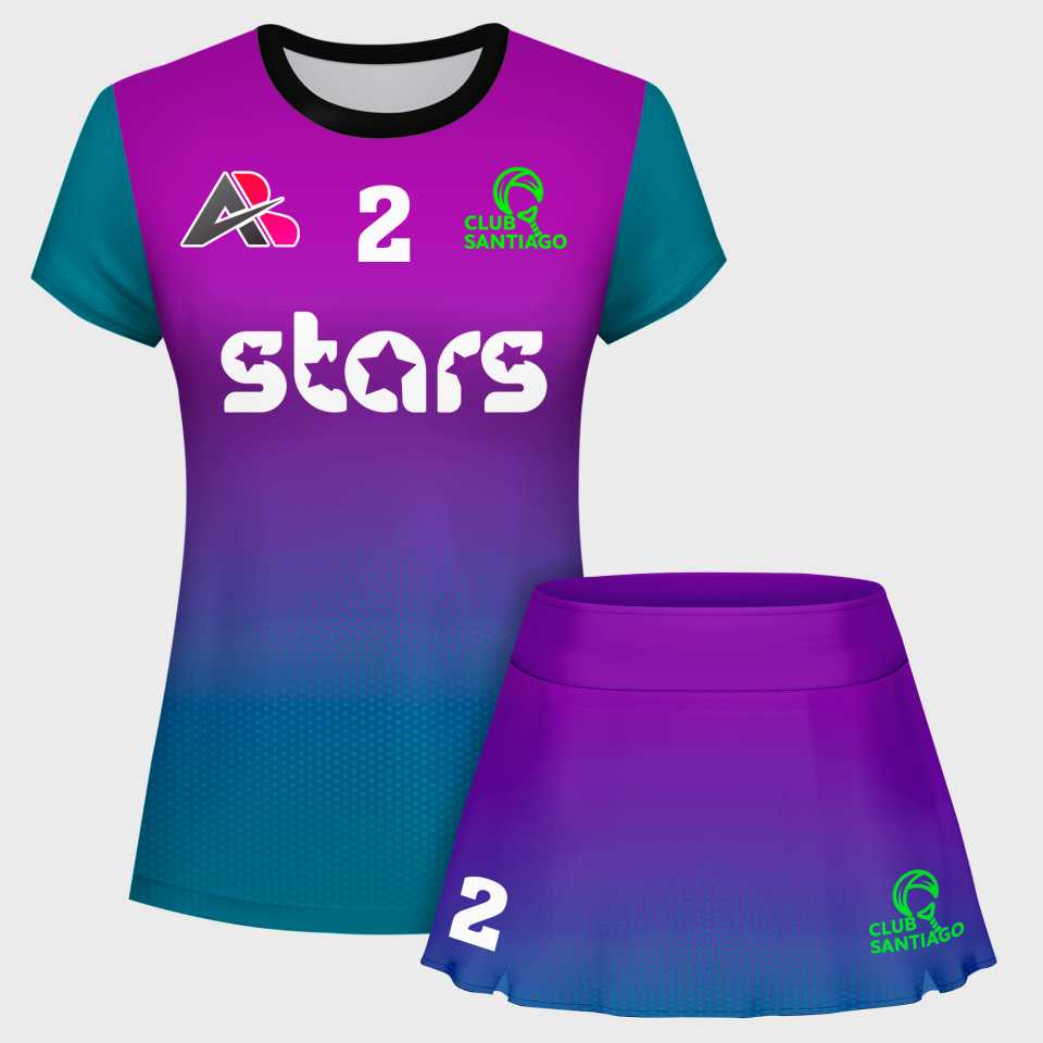 Conjunto pádel mujer manga corta sublimado modelo degradado