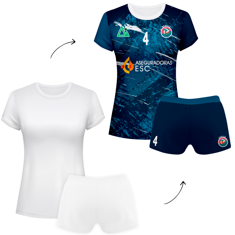 Conjunto de mujer voley manga corta 100% fullprint personalizado