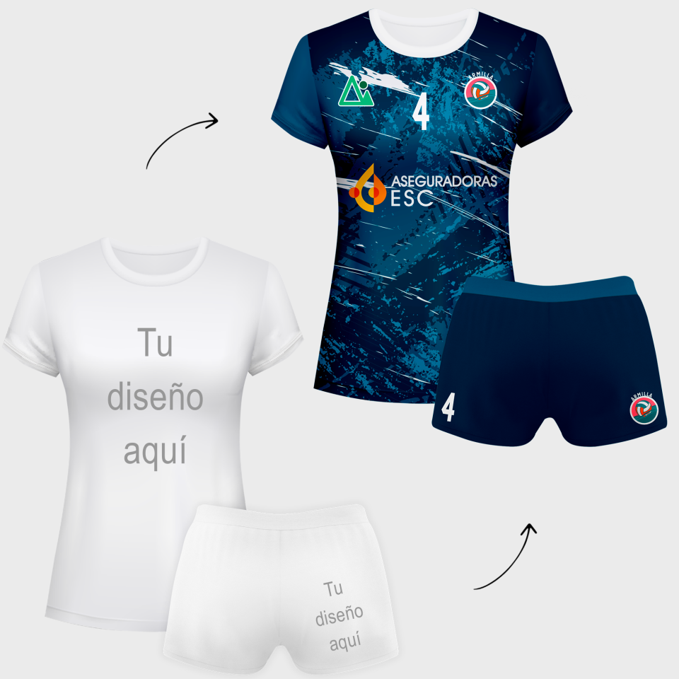 Conjunto de mujer voley manga corta 100% fullprint personalizado