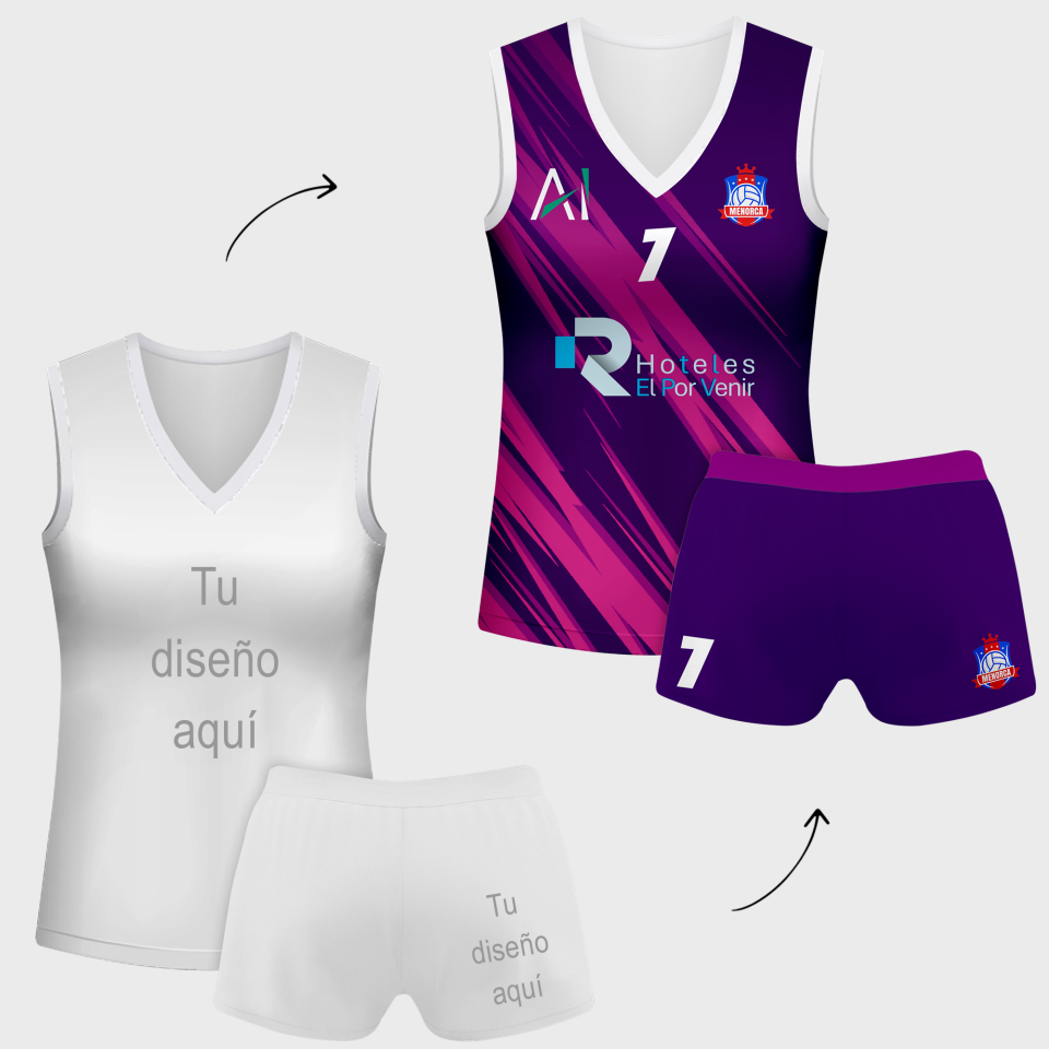 Conjunto de mujer voley sin mangas 100% fullprint personalizado