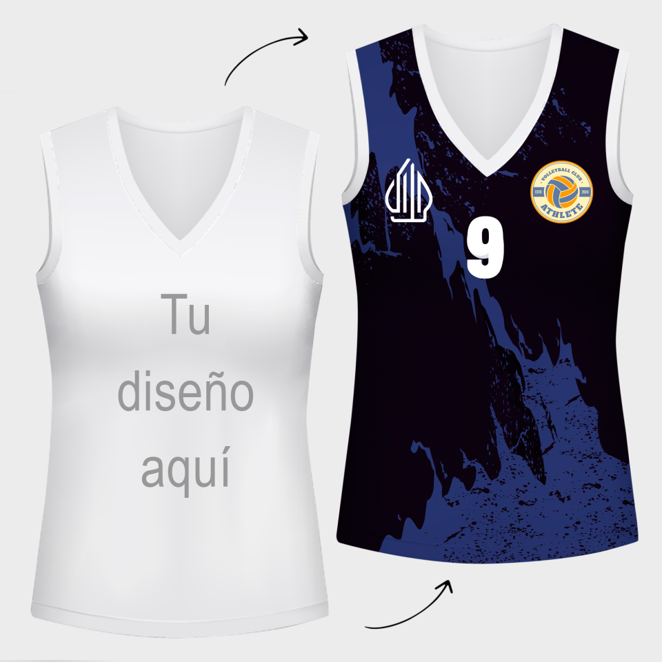 Camiseta voley de mujer sin mangas 100% fullprint personalizada