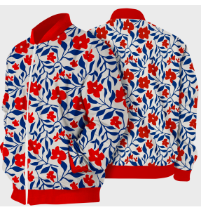 Chaqueta Bomber Floral Rojo y Azul