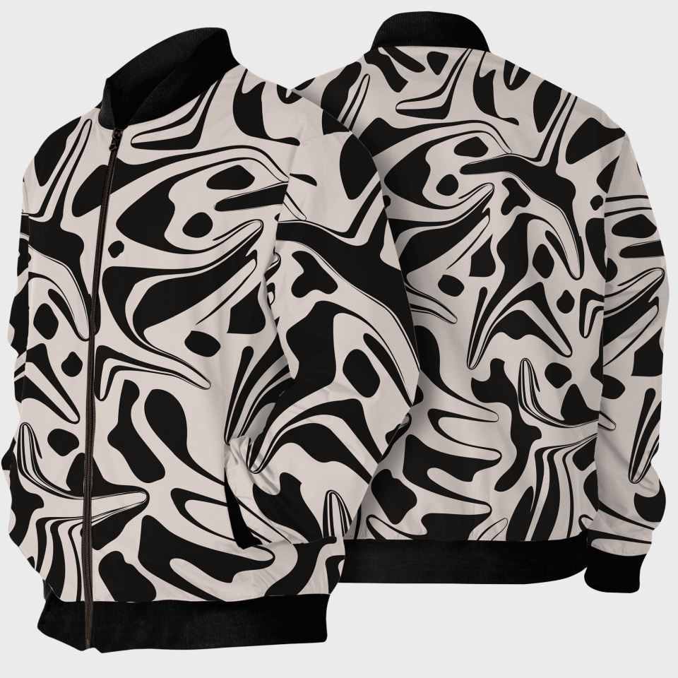 Chaqueta Bomber Ondas Blanco y Negro