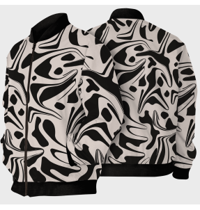 Chaqueta Bomber Ondas Blanco y Negro
