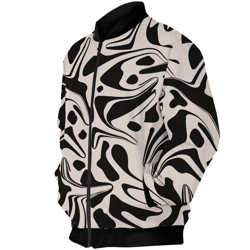 Chaqueta Bomber Ondas Blanco y Negro