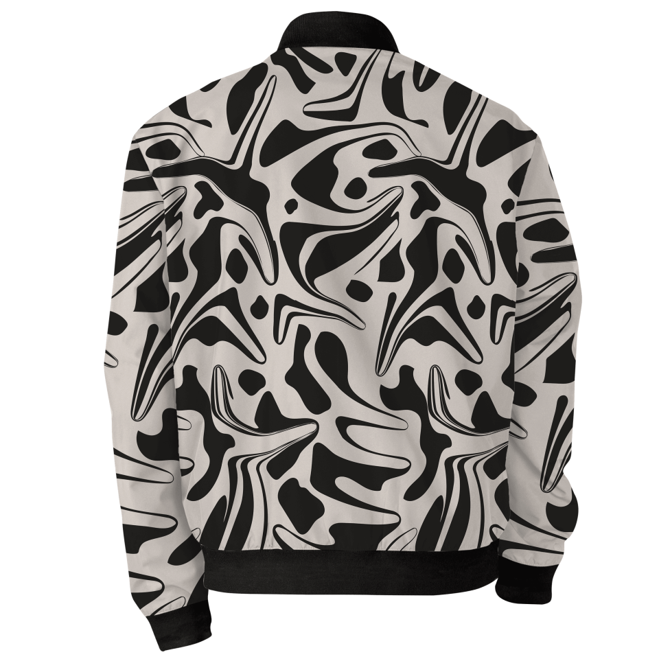 Chaqueta Bomber Ondas Blanco y Negro