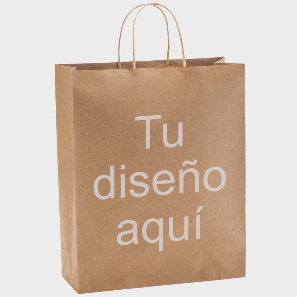 Bolsa de papel ROBLE en acabado natural personalizada