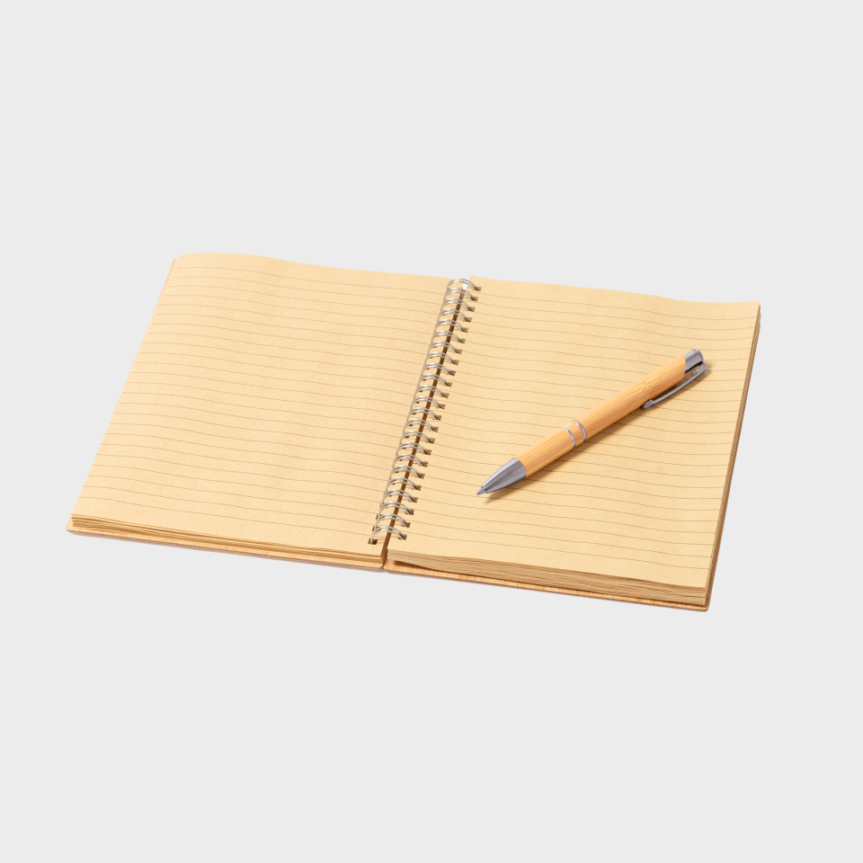Set libreta bambú con boli personalizado