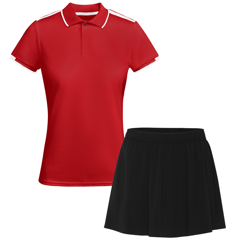 Conjunto de mujer pádel polo técnico bicolor y falda personalizado