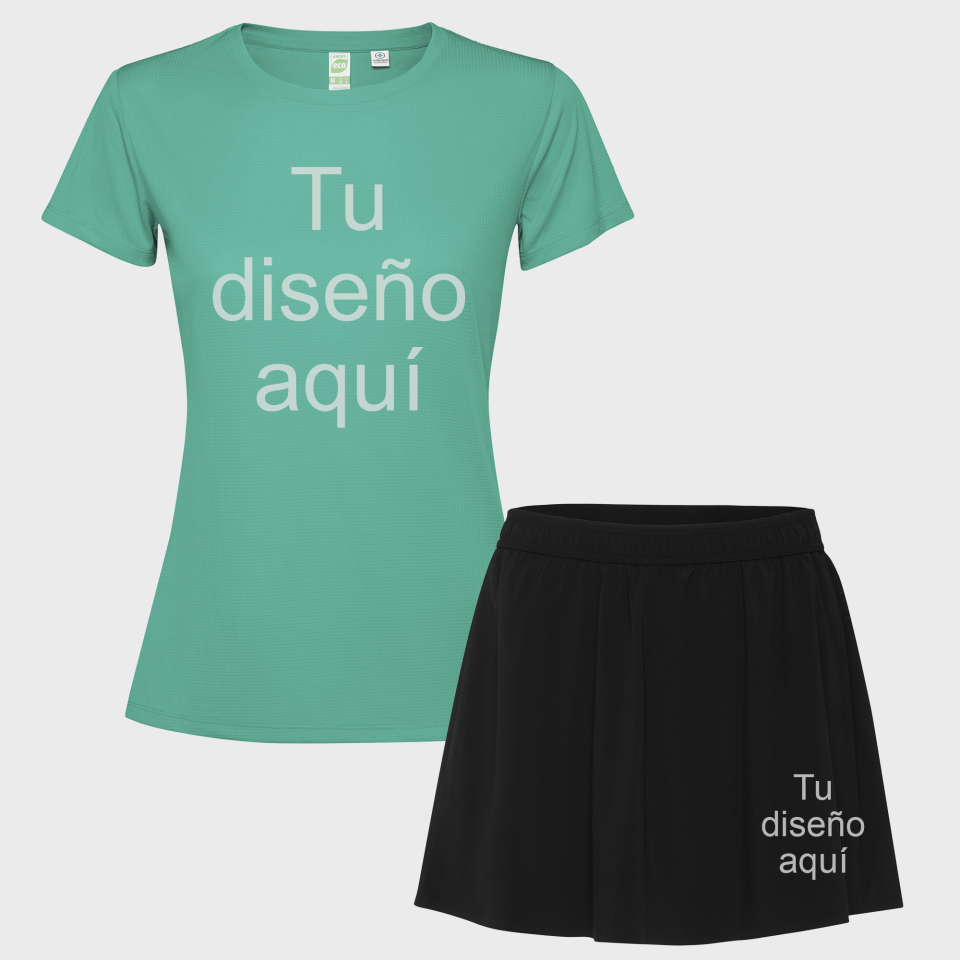 Conjunto de mujer pádel camiseta técnica y falda personalizado