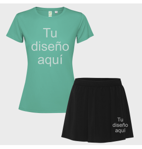 Conjunto de mujer pádel camiseta técnica y falda personalizado