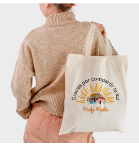 Bolsa de tela para profes diseño "Gracias por compartir tu luz"