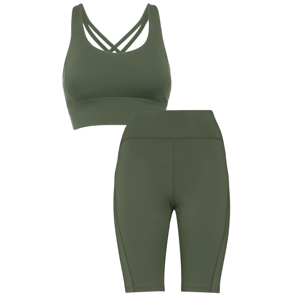 Conjunto de mujer running top técnico y leggings cortos personalizado