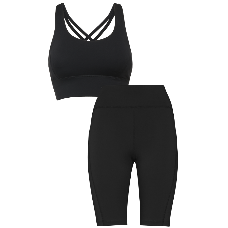 Conjunto de mujer running top técnico y leggings cortos personalizado