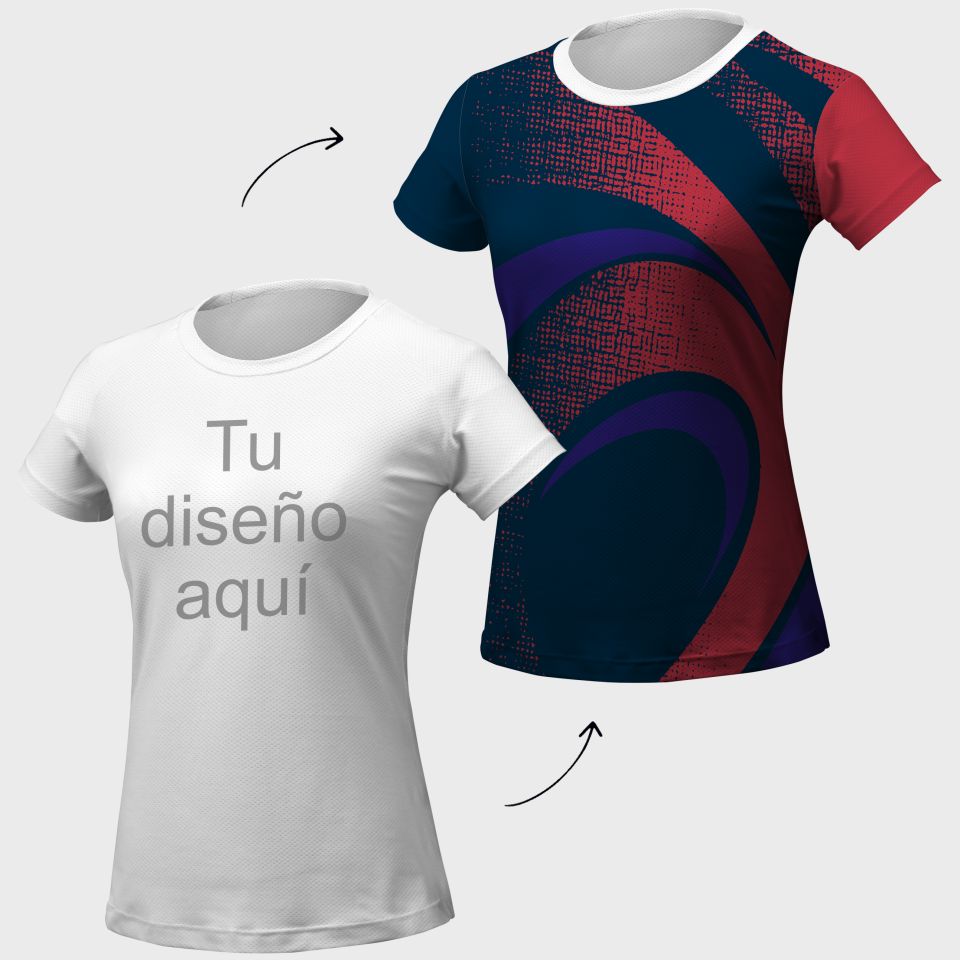 Camiseta running manga corta de mujer 100% fullprint personalizada