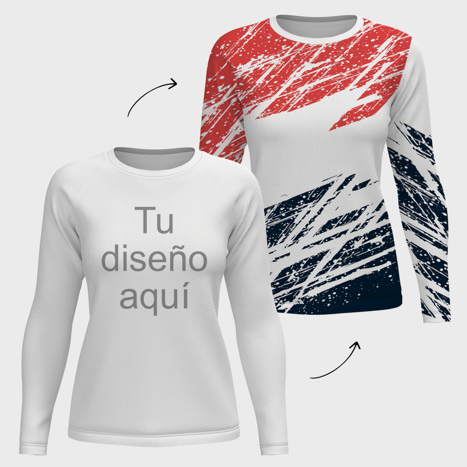 Camiseta running manga larga de mujer 100% fullprint personalizada