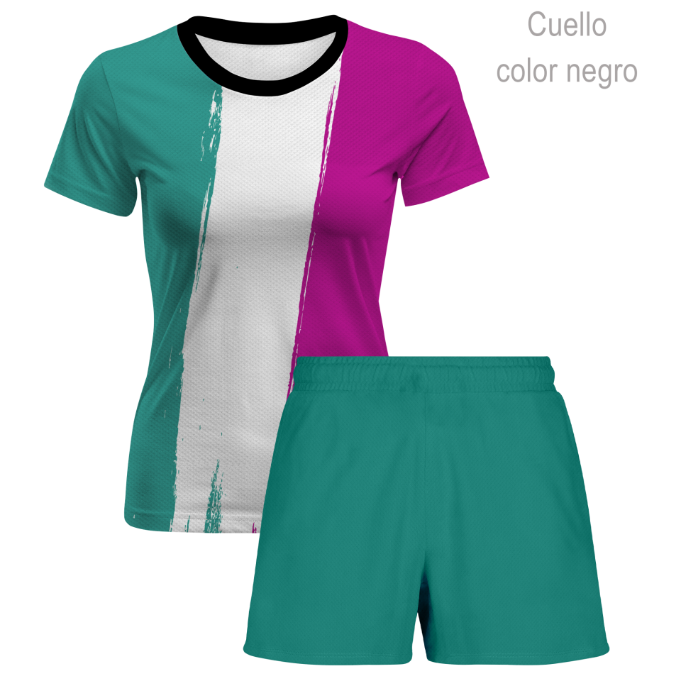 Conjunto running camiseta y pantalón corto de mujer 100% fullprint personalizado