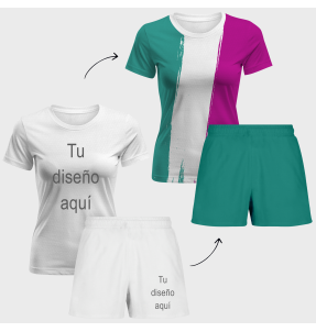 Conjunto running camiseta y pantalón corto de mujer 100% fullprint personalizado