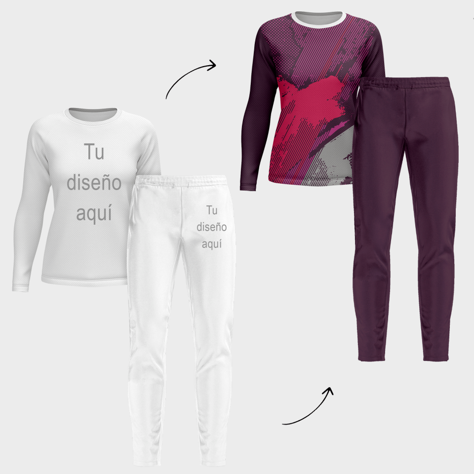 Conjunto running camiseta manga larga y pantalón largo de mujer 100% fullprint personalizado