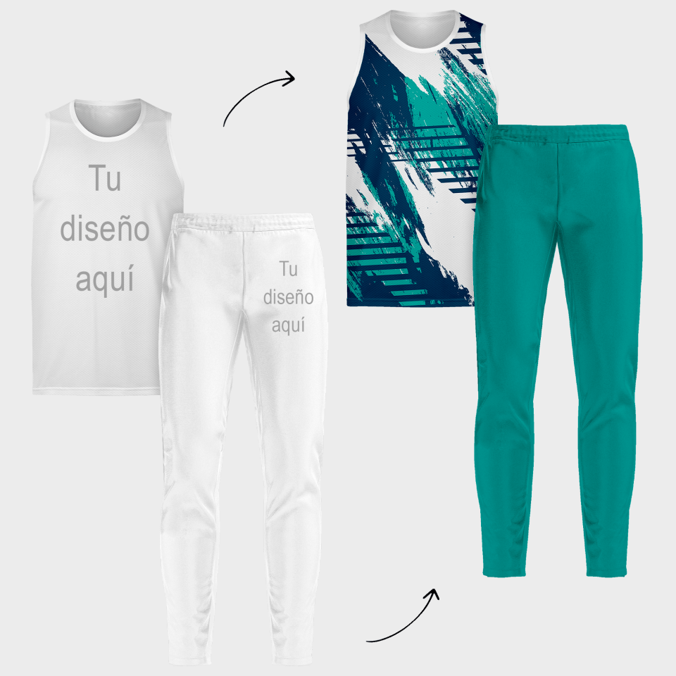 Conjunto running camiseta sin mangas y pantalón largo 100% fullprint personalizado
