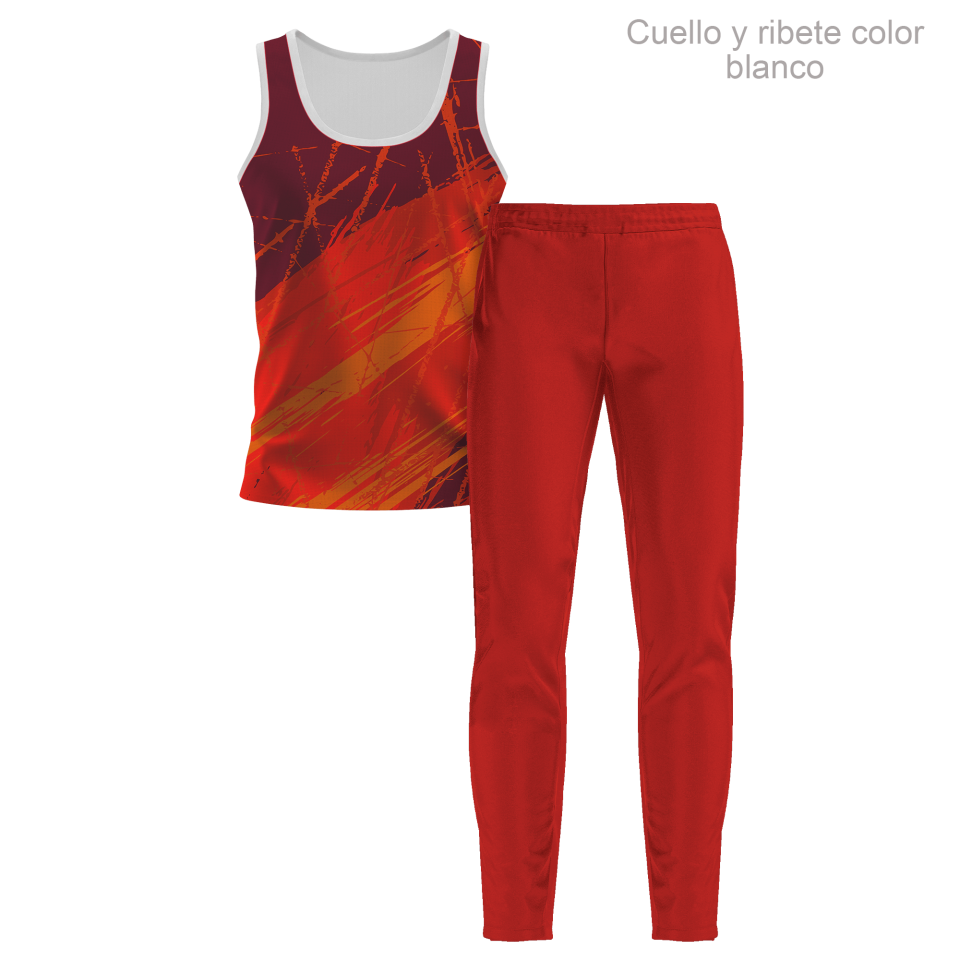 Conjunto running camiseta sin mangas y pantalón largo de mujer 100% fullprint personalizado