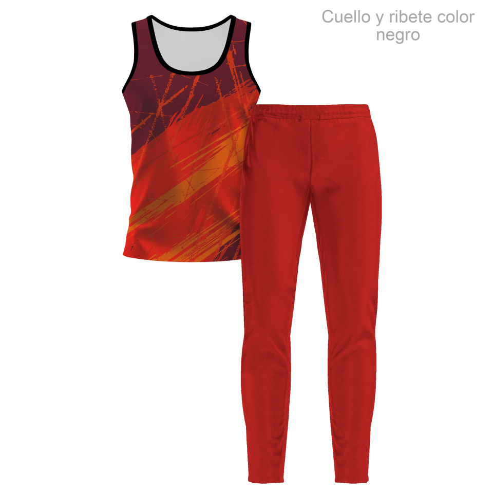 Conjunto running camiseta sin mangas y pantalón largo de mujer 100% fullprint personalizado