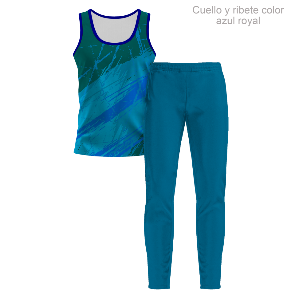 Conjunto running camiseta sin mangas y pantalón largo de mujer 100% fullprint personalizado