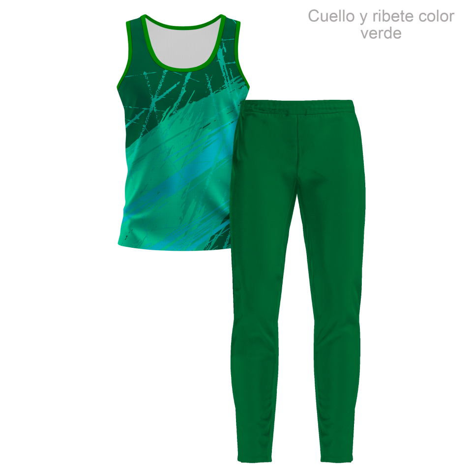 Conjunto running camiseta sin mangas y pantalón largo de mujer 100% fullprint personalizado