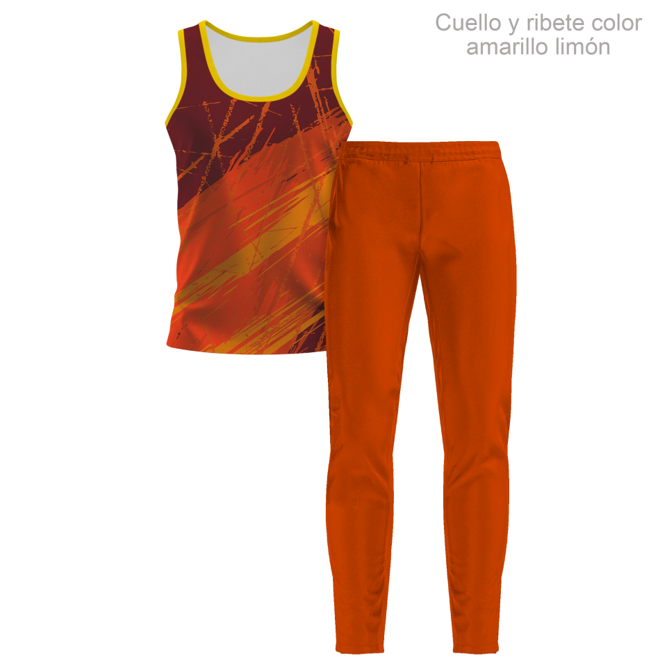 Conjunto running camiseta sin mangas y pantalón largo de mujer 100% fullprint personalizado