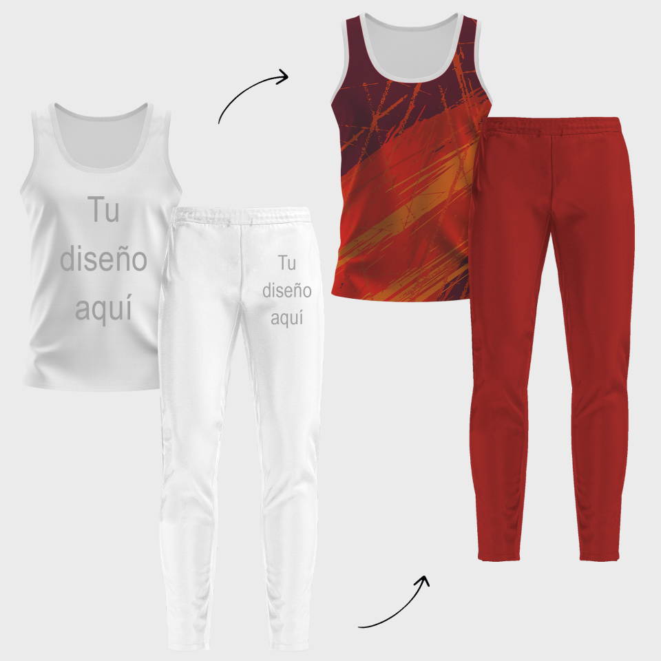 Conjunto running camiseta sin mangas y pantalón largo de mujer 100% fullprint personalizado