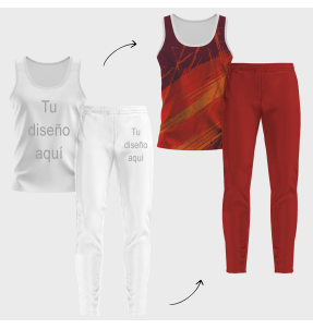 Conjunto running camiseta sin mangas y pantalón largo de mujer 100% fullprint personalizado