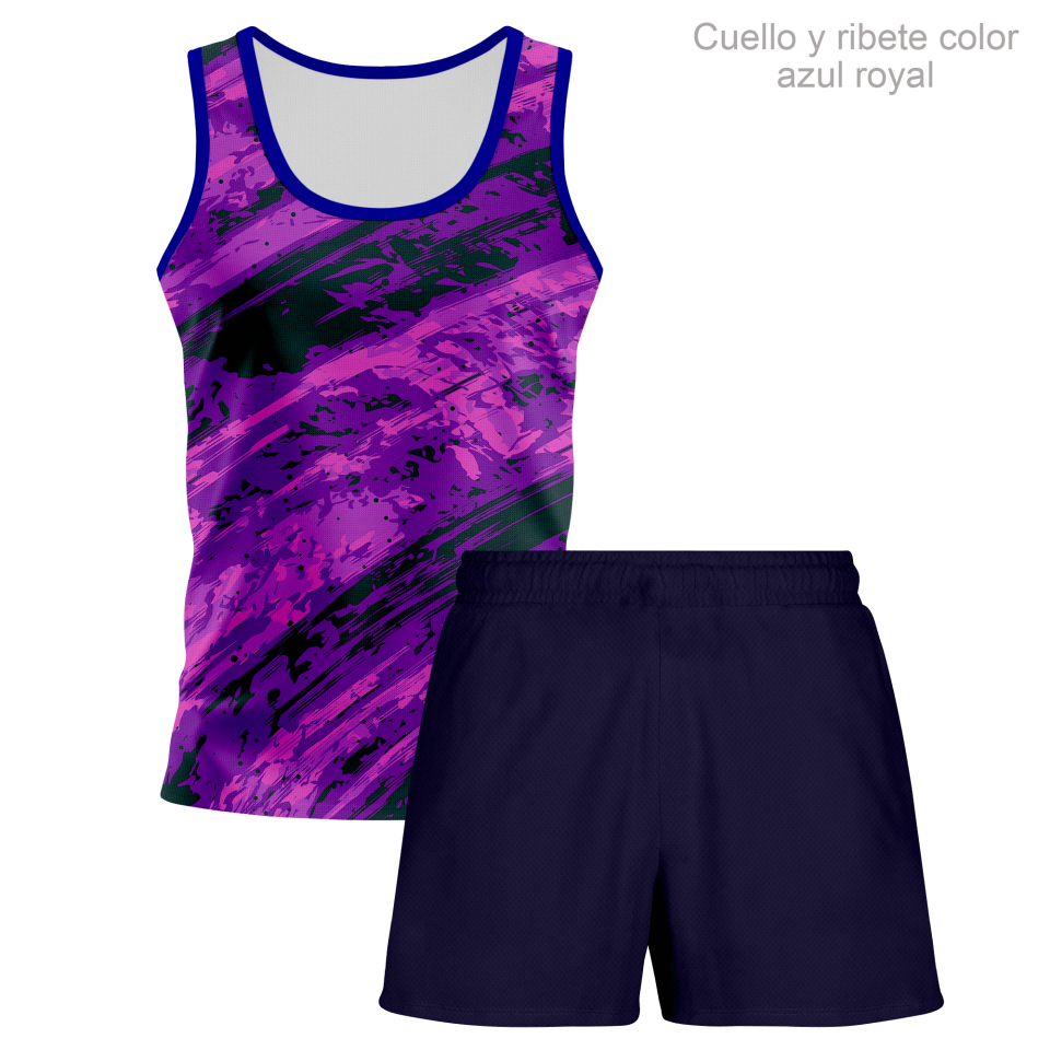 Conjunto running camiseta sin mangas y pantalón corto de mujer 100% fullprint personalizado