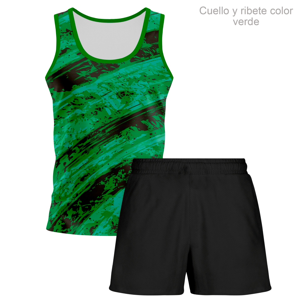 Conjunto running camiseta sin mangas y pantalón corto de mujer 100% fullprint personalizado