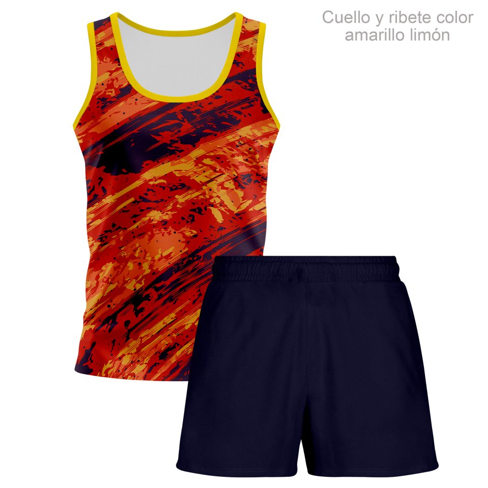 Conjunto running camiseta sin mangas y pantalón corto de mujer 100% fullprint personalizado